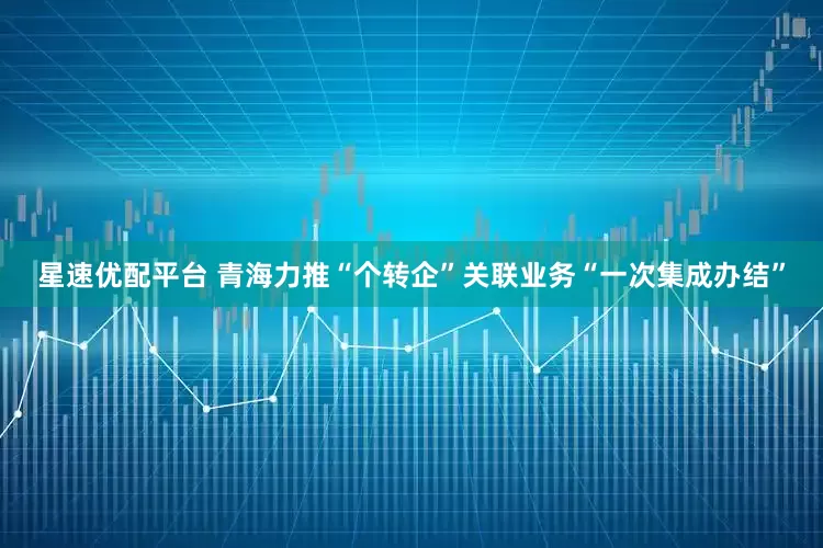 星速优配平台 青海力推“个转企”关联业务“一次集成办结”