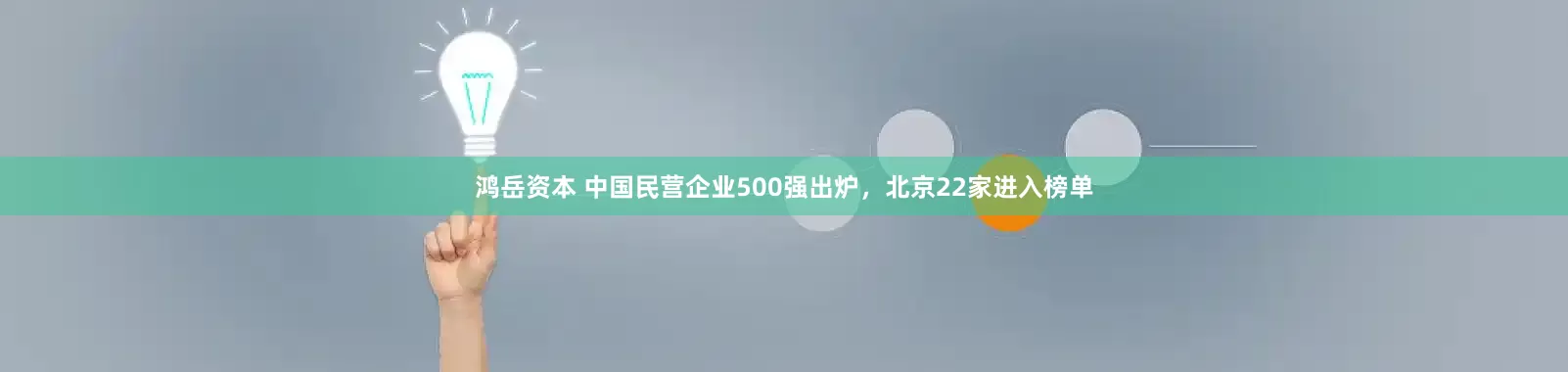 鸿岳资本 中国民营企业500强出炉，北京22家进入榜单