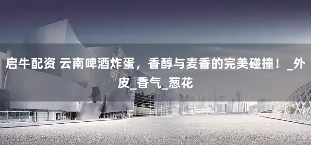 启牛配资 云南啤酒炸蛋，香醇与麦香的完美碰撞！_外皮_香气_葱花